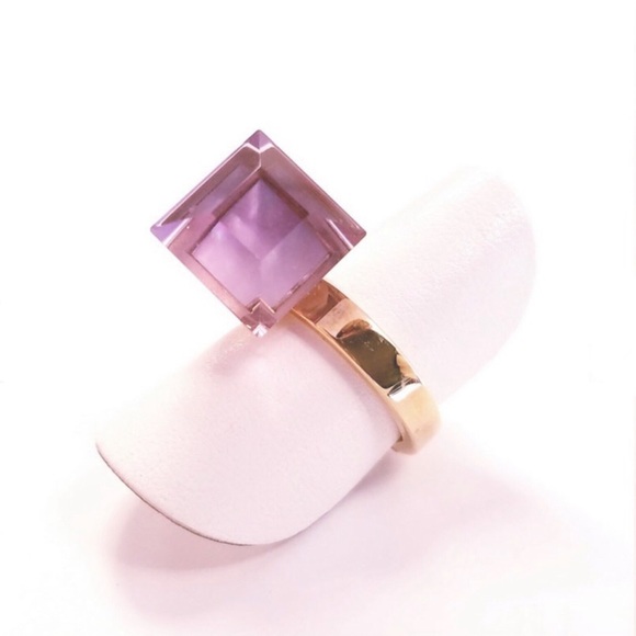 🤤💍💎💜 ⭐️GUCCI⭐️ 18K Yellow Gold Chiodo 💜 AMETHYST 💜 Ring size 35 5 💜💎💍 - Picture 11 of 15